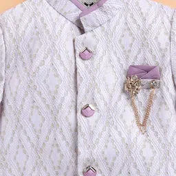 LITTLE COLLARS Boys Embroidered Mandarin Collar Sherwani With Dhoti Pants image 4