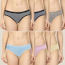 AROUSY Black & Grey Printed Bikini Panties - Pack Of 6-picture-1