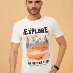 People by Pantaloons White Cotton Slim Fit Printed T-Shirt-image-26