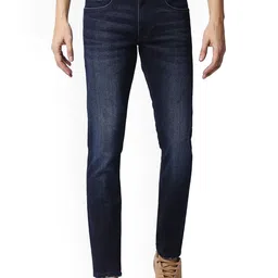 Basics Men Jean Regular Fit Low-Rise Low Distress Light Fade Stretchable Jeans-picture-54