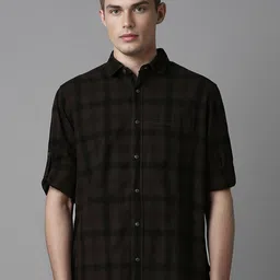 Louis Philippe Jeans Men Spread Collar Checked Cotton Slim Fit Casual Shirt image 1