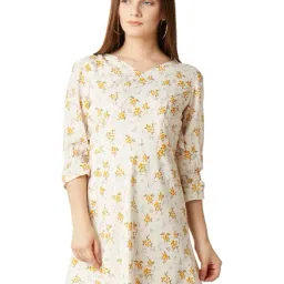 Miss Chase Cream Floral Print Mini Dress-image-0