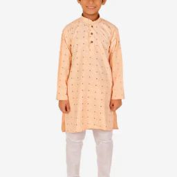 Pro-Ethic Style Developer Kids Light Orange & White Printed Full Sleeves Kurta with Pyjamas-picture-33