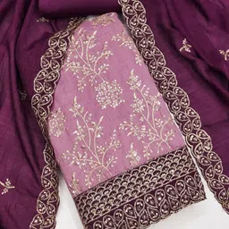 BlissFlair Women Floral Embroidered Unstitched Dress Material-picture-32