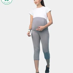 ECOMAMA Recycled Fibre Maternity Mid-Calf Tights - Grey-picture-13