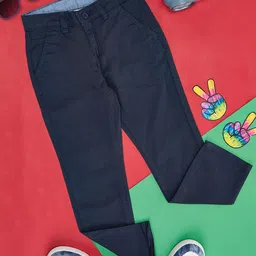 Pantaloons Junior Solid Button Down Pant - Navy Blue image 1