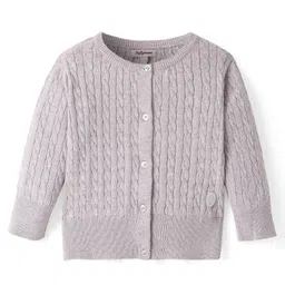 ToffyHouse Cotton Knit Full Sleeves Solid T-Shirt with Front Button Closure -Grey-image-27