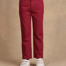 One Friday 100% Cotton Solid Trousers - Red-picture-13