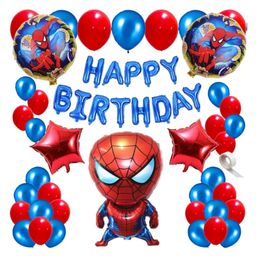Bubble Trouble 47 pcs Super Hero Theme Birthday Party Decorations Happy Birthday Blue Foil Banner Character Foil Set Red & Blue Balloons Birthday Decoration for Boys (Pack of 47 Blue)-picture-7