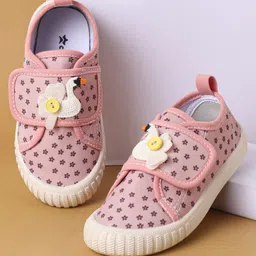 Cute Walk by Babyhug Velcro Closure Casual Shoes with Floral Print & Applique - Pink-picture-12