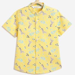 Campana 100% Cotton Half Sleeves Baby Animals Printed Shirt - Yellow-picture-22