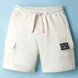 kookie kids india Kookie Kids Terry Knit Above Knee Length Shorts with Cool Kids Club Badge - Off White-picture-26