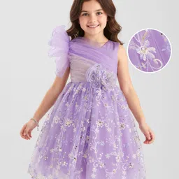 Mark & Mia Woven Frill Sleeves Party Dress with Embroidery & Sequin Detailing - Lavender-picture-19