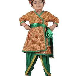 BookMyCostume Rajasthani State Fancy Dress Costume Set With Stole & Pagdi - Multi Colour-picture-13