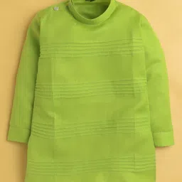 Jeet Ethnics Full Sleeves Double Striped Self Design Kurta & Pyjama - Green image 3