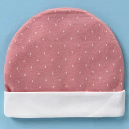 Ben Benny 100% Cotton Knit Round Caps Solid & Polka Dots Print Pack of 2 Brown - Dimension 10 cm image 2