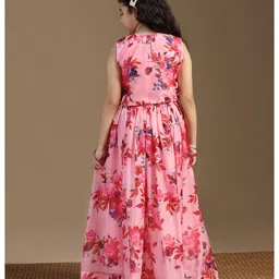 Fashion Dream Sleeveless Floral Printed & Sequins Embellished Lehenga Choli Set - Peach image 3