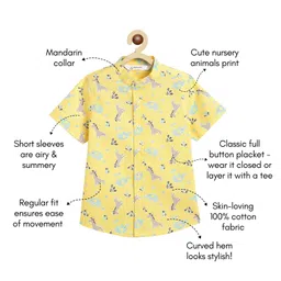 Campana 100% Cotton Half Sleeves Baby Animals Printed Shirt - Yellow image 3
