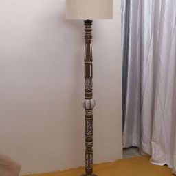 Devansh Beige Drum Wooden Floor Lamp-picture-31