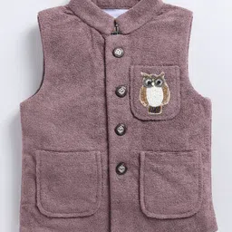 LITTLE COLLARS Full Sleeves Sequins Embellished Owl Designed Three Piece Party Suit Set - Burgandy image 4