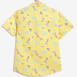 Campana 100% Cotton Half Sleeves Baby Animals Printed Shirt - Yellow image 4
