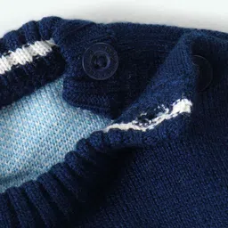 Babyhug Knit Full Sleeves Pullover Sweater with Penguin Design - Navy Blue image 4