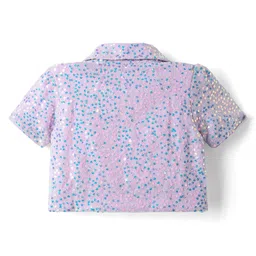 Hola Bonita Knit Shimmer Party Dress With Half Sleeves Sequinned Jacket - Lilac image 4