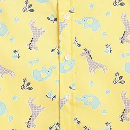 Campana 100% Cotton Half Sleeves Baby Animals Printed Shirt - Yellow image 5