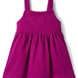 Babyhug Cotton Knit Full Sleeves Frock & Inner T-Shirt With Floral Print - Wine & White image 4