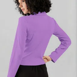 Maheshvi Women Ribbed Shirt Collar Long Sleeves Top image 4