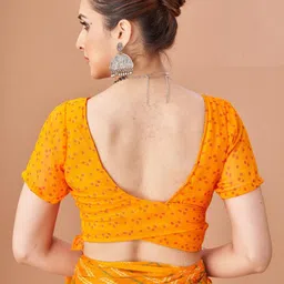 KALINI Yellow Bandhani Printed Zari Bandhani Saree image 2