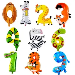 Shopping Time Jungle Animal 9 Number Foil Balloon - Blue image 5