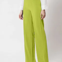 SELVIA Green Regular Fit Mid Rise Trousers image 3