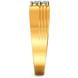 Joyalukkas 18k Yellow Gold & Diamond Square-shaped Trio Strips Ring for Men image 2