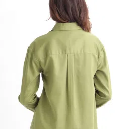 RAREISM Olive Cotton Solid Long Sleeves Top image 2