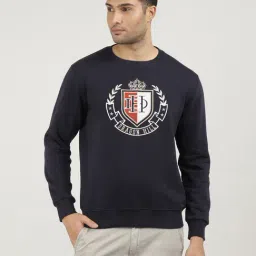 Dragon Hill Navy Cotton Slim Fit Logo Printed Sweatshirt-image-32