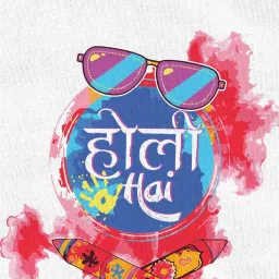 Bonkids White Cotton Holi Hai Printed T-Shirt image 3