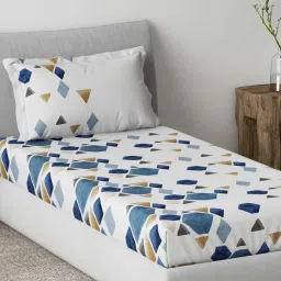 Ddecor Live beautiful Radiance Blue 144 TC Cotton Single Bedsheet with 1 Pillow Cover image 2