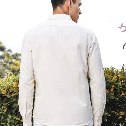 Thomas Scott Beige Linen Slim Fit Texture Shirt image 2