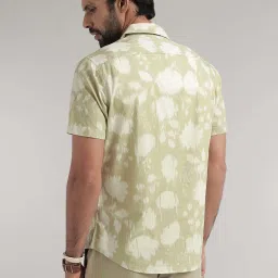 ANDAMEN Beige Regular Fit Printed Cotton Shirt image 2