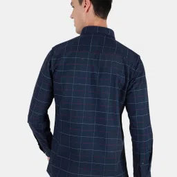 Duke Navy Cotton Slim Fit Checks Shirt image 2