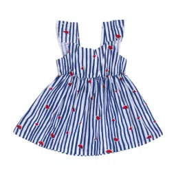 Nino Bambino Kids Blue Organic Cotton Striped Dress-image-60