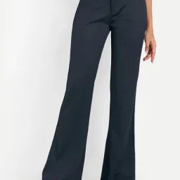 Broadstar Black Flared Fit High Rise Corduroy Trousers-image-63