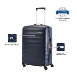 American Tourister Barcelona Blue Textured Hard Cabin Trolley Bag - 40 cm image 3