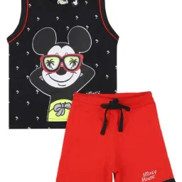 Bodycare Kids Black & Red Mickey & Friends Printed T-Shirt with Shorts-image-12