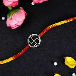 Arte jewels 925 Silver-toned swastik charm rakhi-picture-19