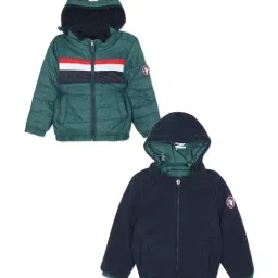 U.S. Polo Assn. Kids Dark Green & Navy Solid Full Sleeves Jacket-picture-30