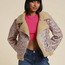 Label Ritu Kumar Khaki Floral Print Jacket-picture-6