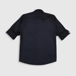 Cavio Kids Navy Solid Full Sleeves Shirt with Tie image 2
