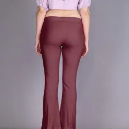Lyra Maroon Cotton Striped Bootcut Pants image 2
